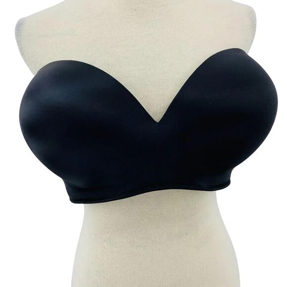 Lane Bryant Cacique Smooth Black Strapless Underwire Bra 40F - Picture 1 of 9